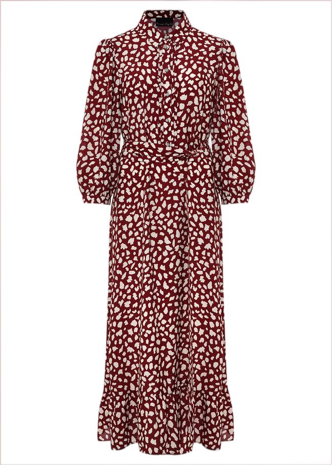  Este Polka Dot Shirt Midi Dress Dark Red 221507917