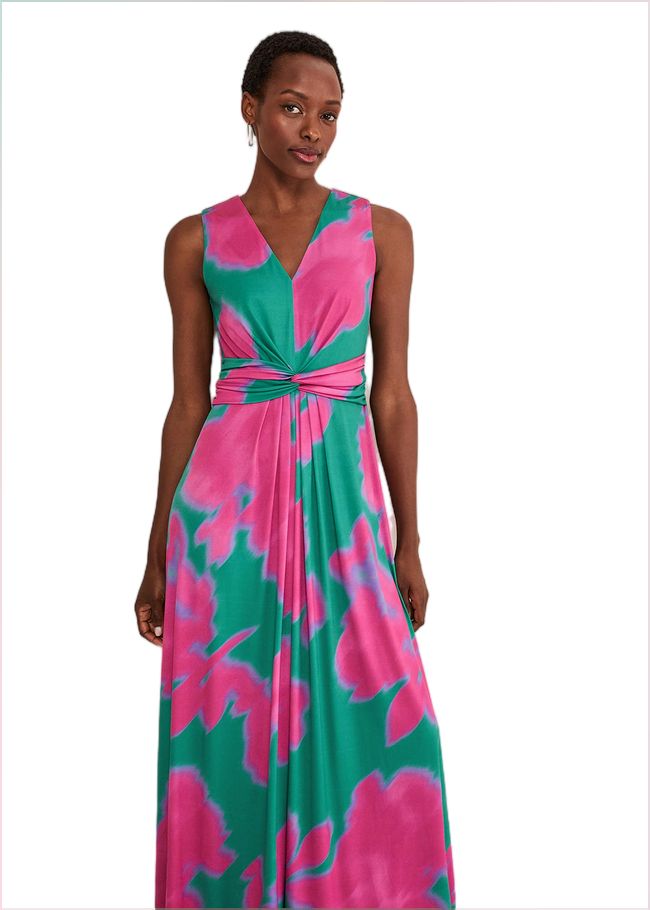  Madison Abstract Maxi Dress Pink/Green 221509344