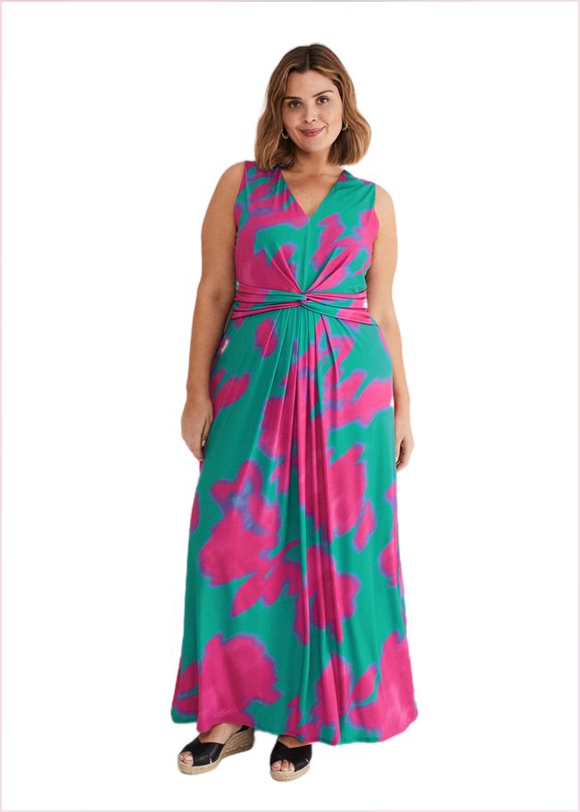  Madison Abstract Maxi Dress Pink/Green 221509344