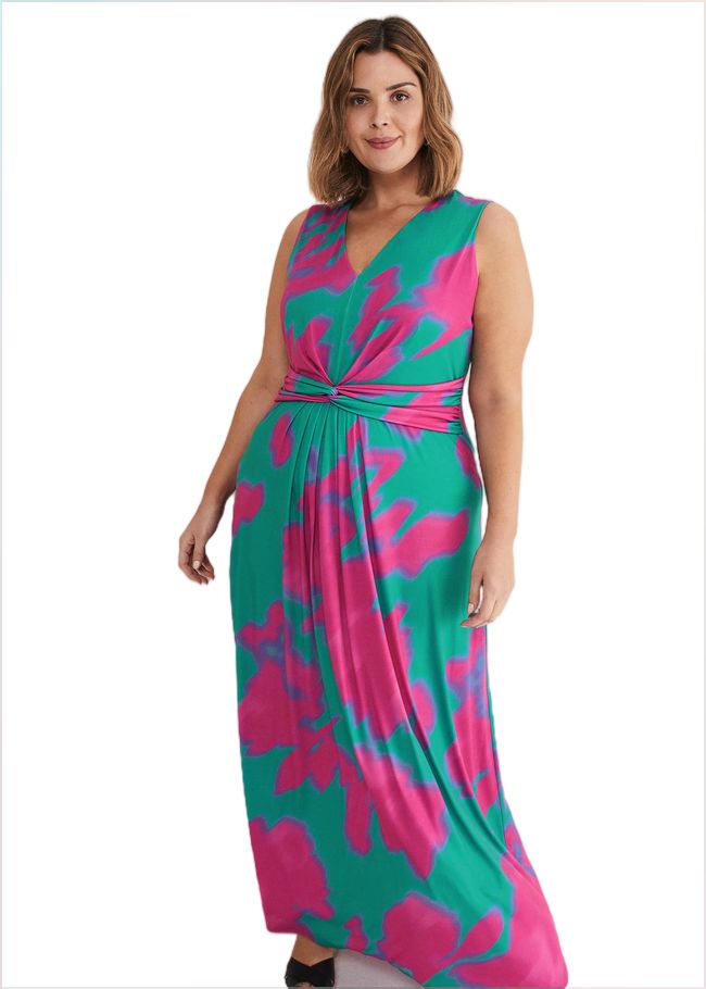  Madison Abstract Maxi Dress Pink/Green 221509344