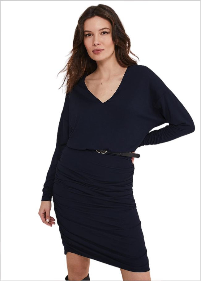  Jules Jersey Belted Batwing Dress Navy 221511351