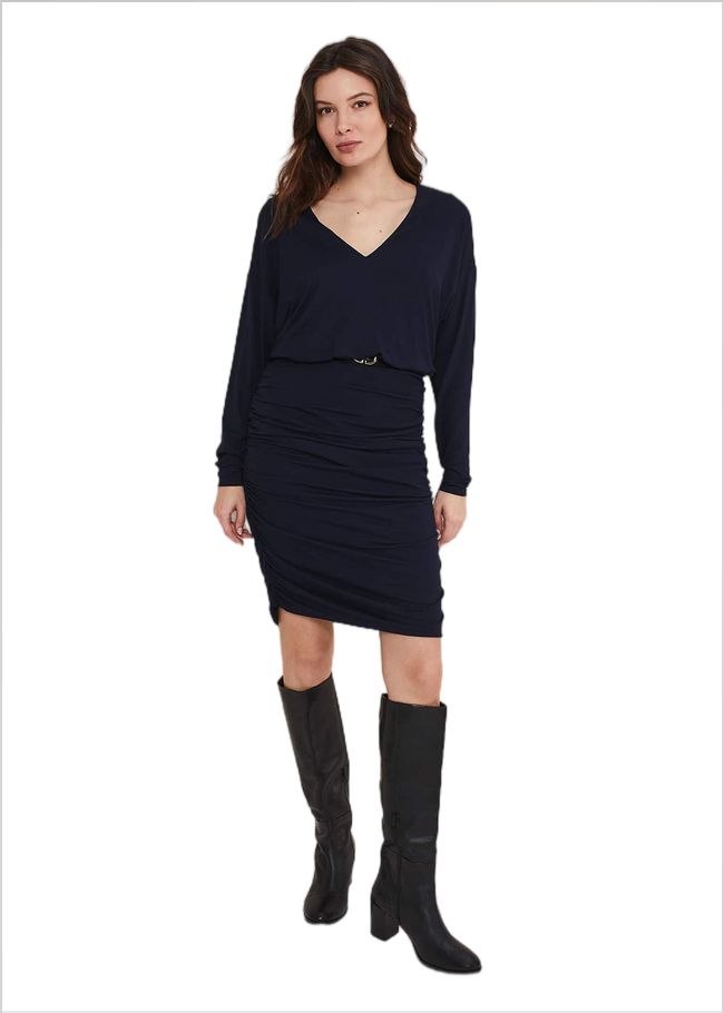  Jules Jersey Belted Batwing Dress Navy 221511351