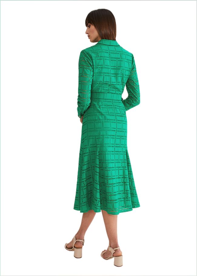  Amalie Broderie Shirt Midi Dress Green 221517693