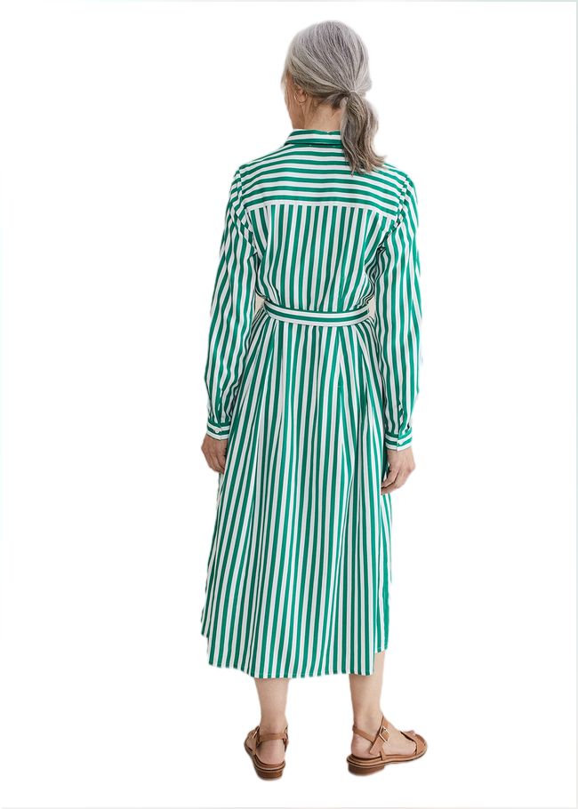  Ida Stripe Shirt Midi Dress Green 221521693