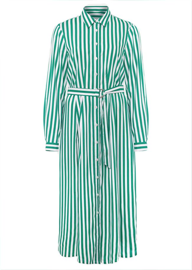  Ida Stripe Shirt Midi Dress Green 221521693