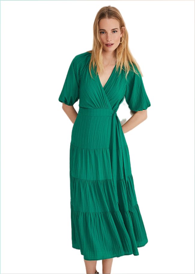  Morven Green Wrap Midi Dress Bright Green 221522775