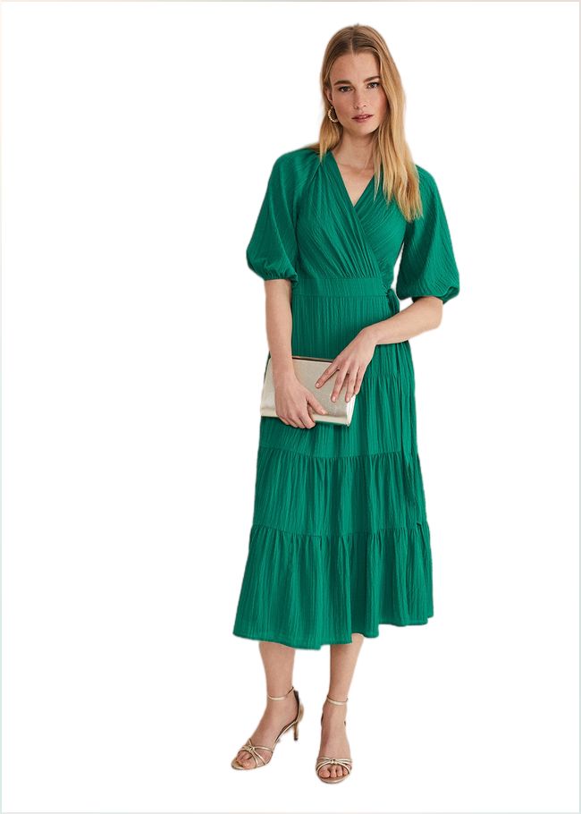  Morven Green Wrap Midi Dress Bright Green 221522775