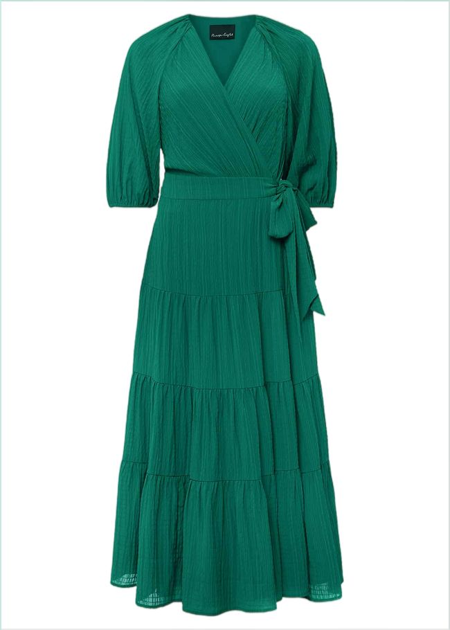  Morven Green Wrap Midi Dress Bright Green 221522775