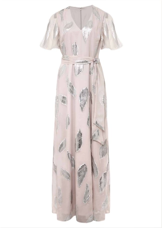  Larah Lurex Feather Jaquard Maxi Dress Misty Mauve/Silver 221523392