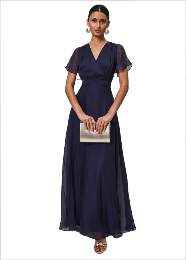  Arwen Silk Maxi Dress Navy 221524351