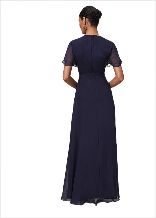  Arwen Silk Maxi Dress Navy 221524351