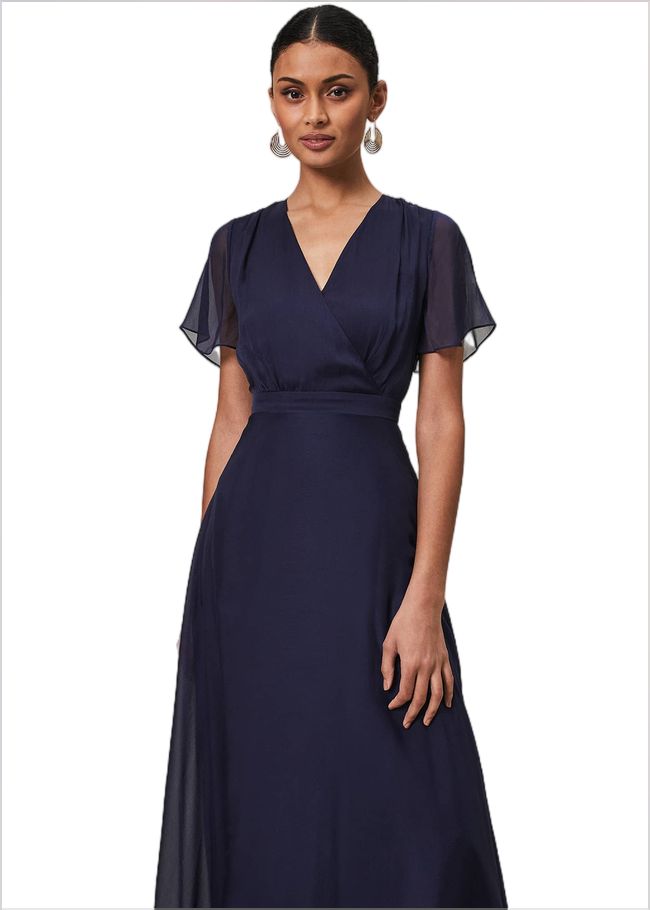  Arwen Silk Maxi Dress Navy 221524351