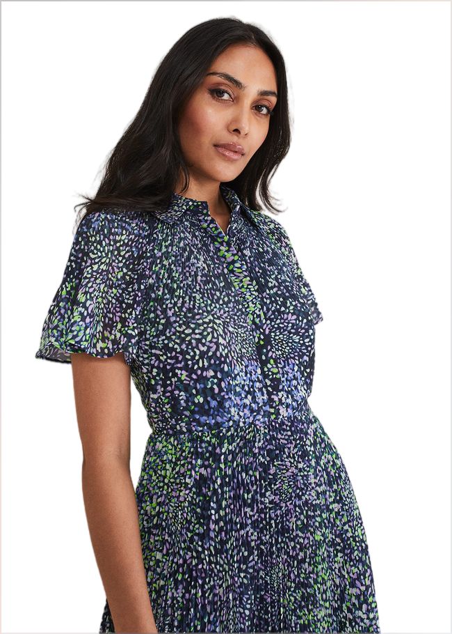  Petite Amelia Ditsy Shirt Midi Dress Navy/Multi 221528493