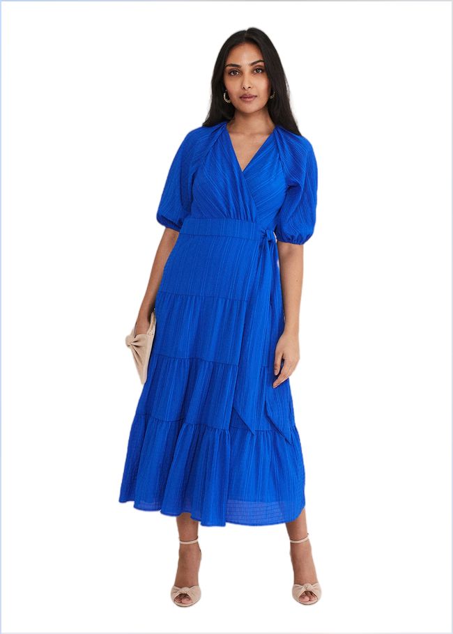  Petite Morven Blue Wrap Midi Dress Cobalt 221529751