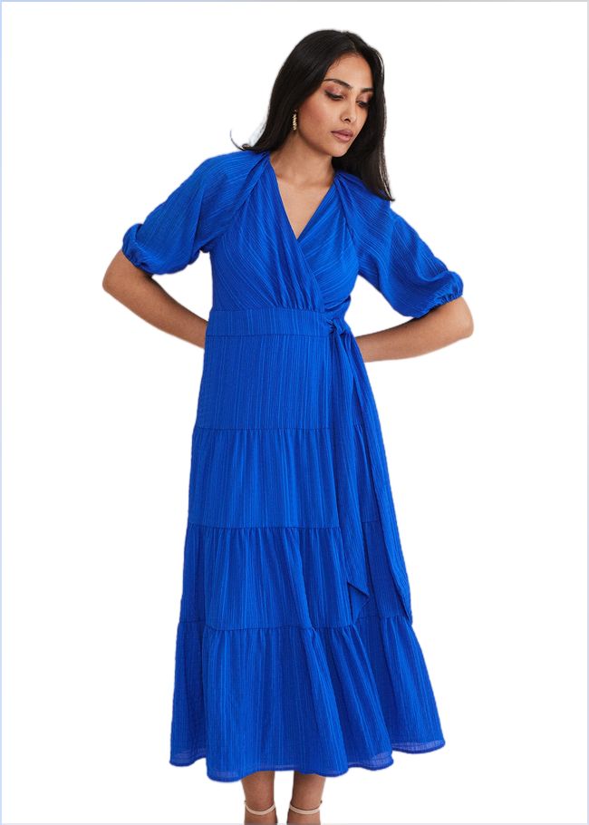  Petite Morven Blue Wrap Midi Dress Cobalt 221529751