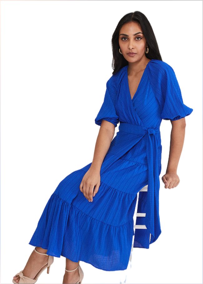  Petite Morven Blue Wrap Midi Dress Cobalt 221529751