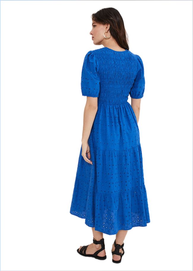  Gretta Broderie Midi Dress Blue 221531408