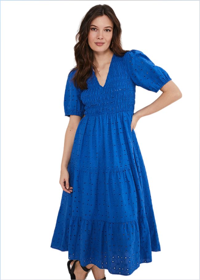  Gretta Broderie Midi Dress Blue 221531408