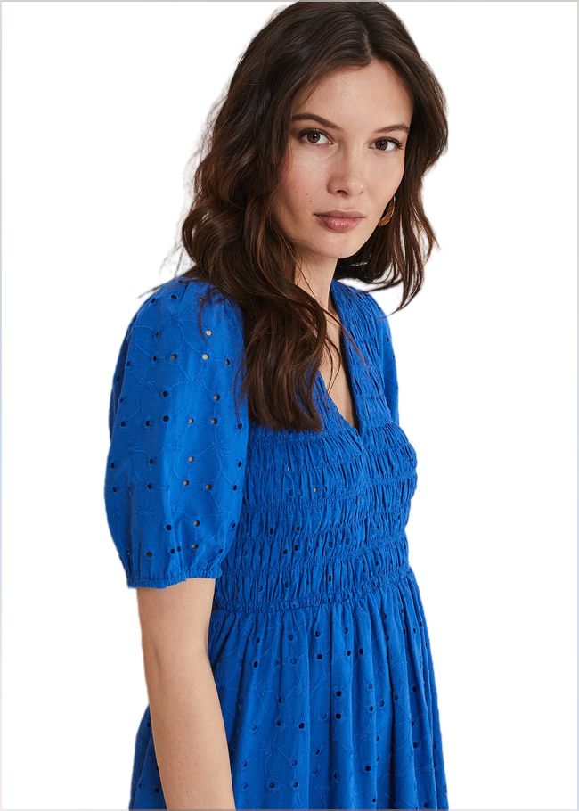  Gretta Broderie Midi Dress Blue 221531408