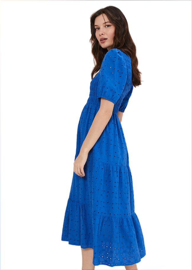  Gretta Broderie Midi Dress Blue 221531408