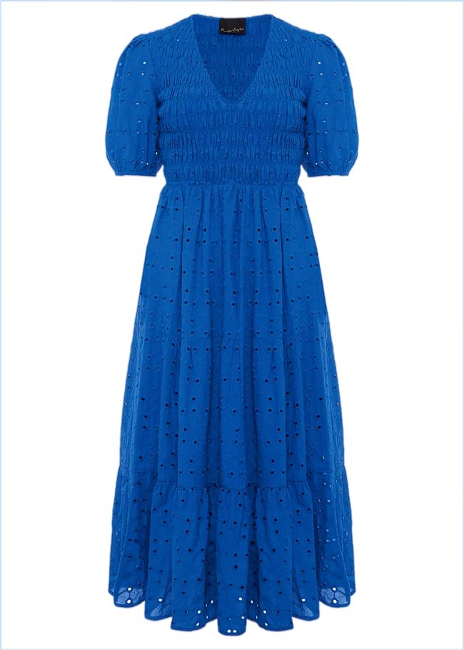  Gretta Broderie Midi Dress Blue 221531408