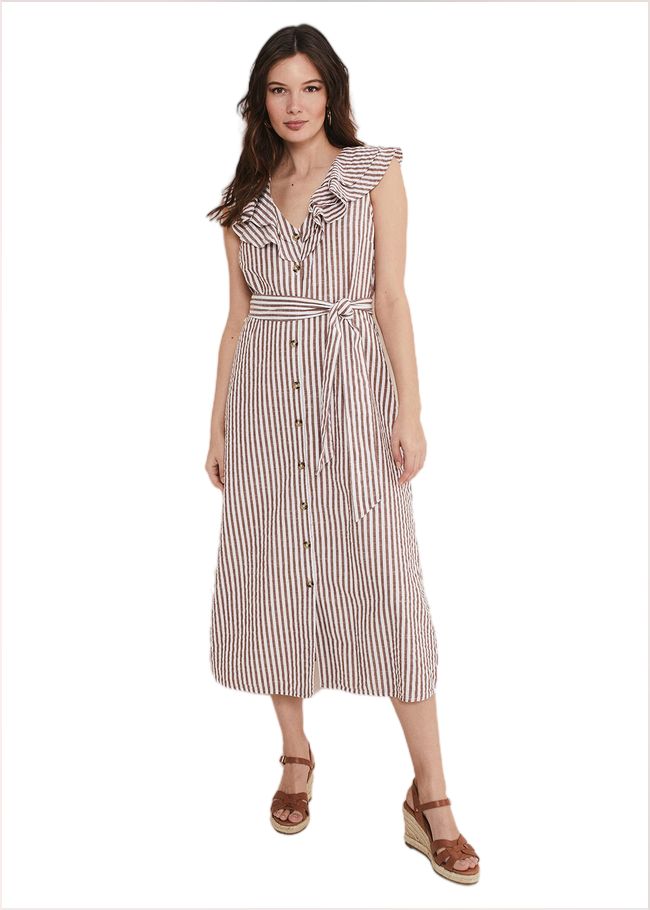  Jamilla Striped Midi Dress Ivory/Natural 221536671