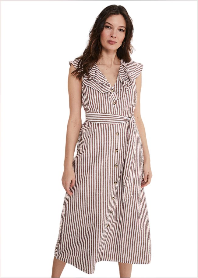  Jamilla Striped Midi Dress Ivory/Natural 221536671