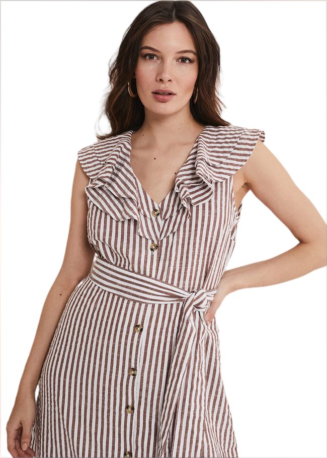  Jamilla Striped Midi Dress Ivory/Natural 221536671