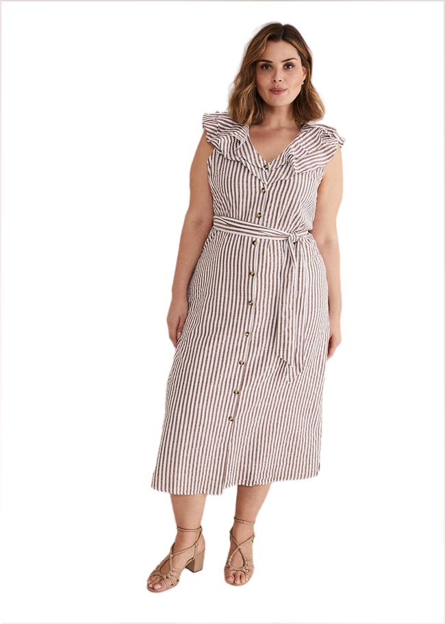  Jamilla Striped Midi Dress Ivory/Natural 221536671