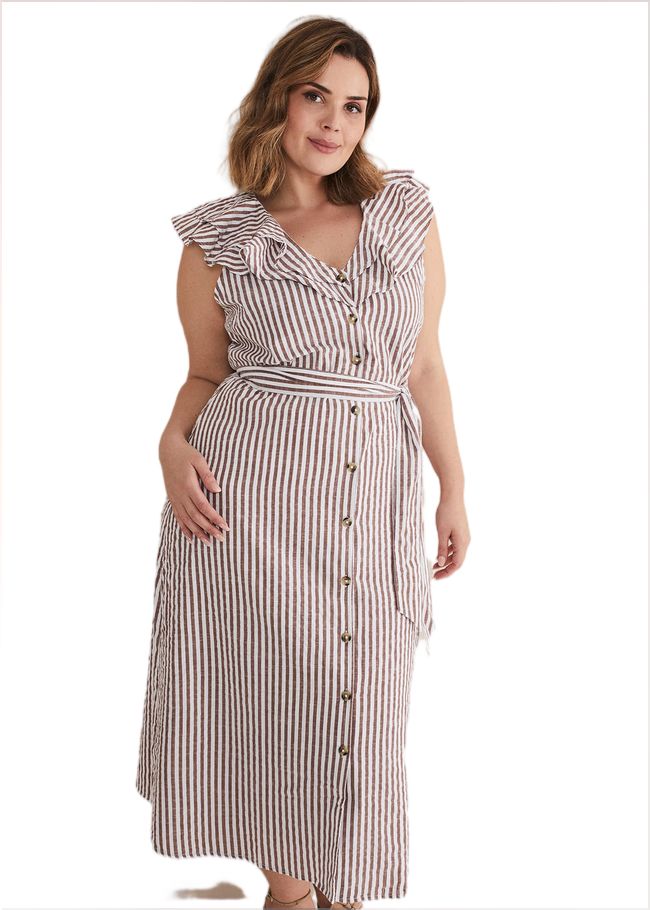  Jamilla Striped Midi Dress Ivory/Natural 221536671