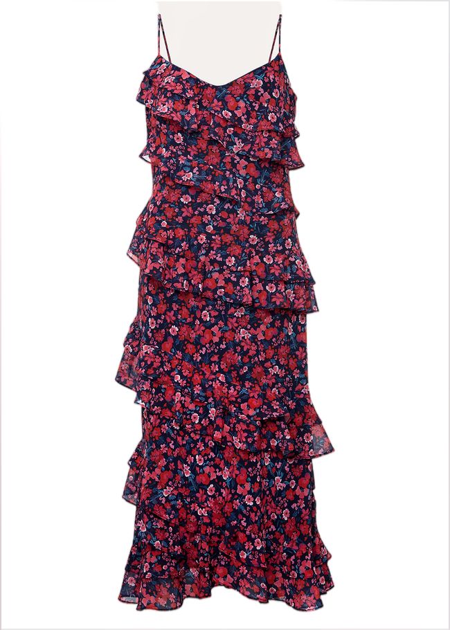  Ballie Floral Ruffled Midi Dress Navy/Multi 221543493