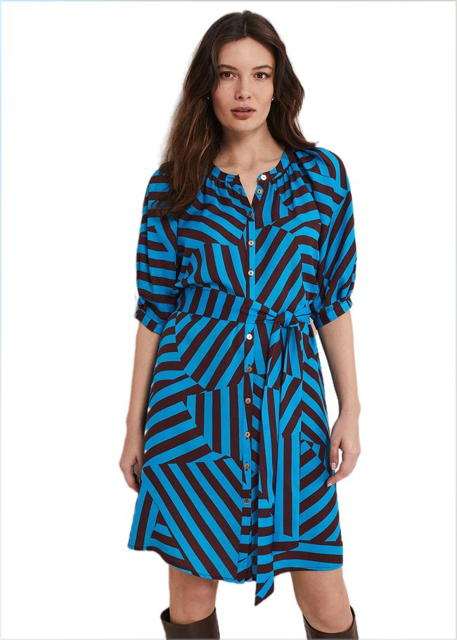  Rosella Striped Mini Dress Blue/Chocolate 221544348