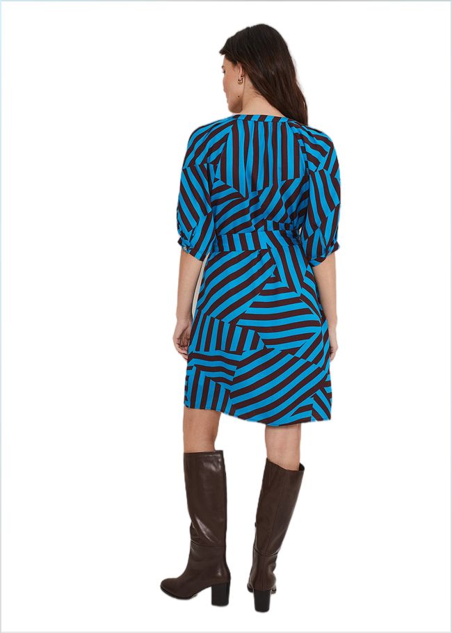  Rosella Striped Mini Dress Blue/Chocolate 221544348