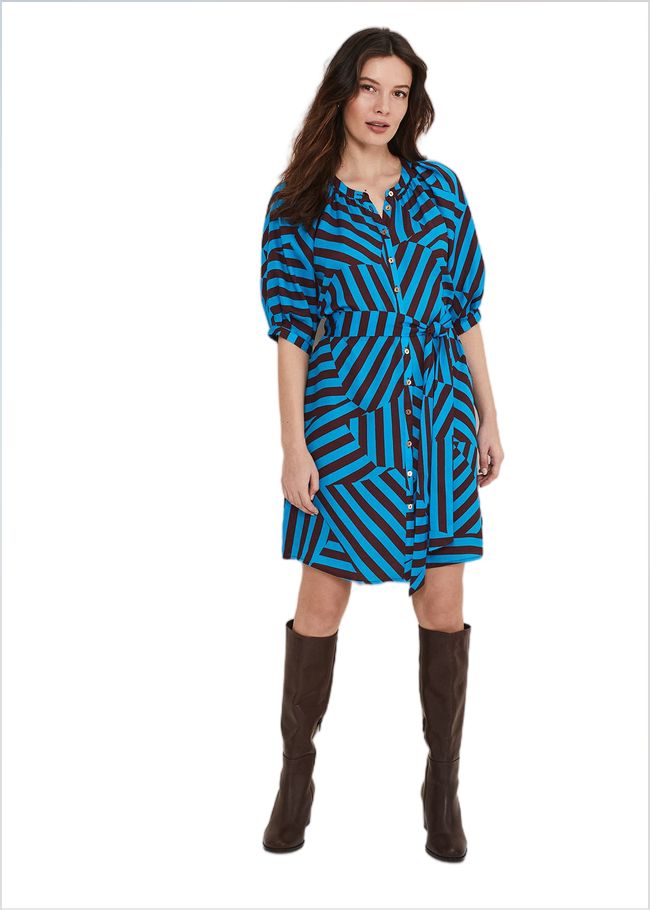  Rosella Striped Mini Dress Blue/Chocolate 221544348