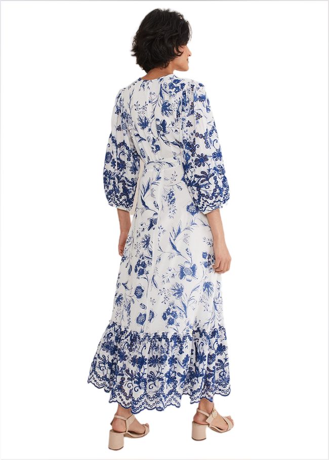  Abriella Floral Broderie Midi Dress Blue/White 221546081