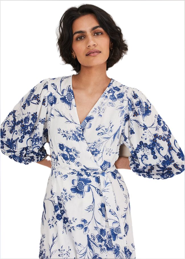  Abriella Floral Broderie Midi Dress Blue/White 221546081