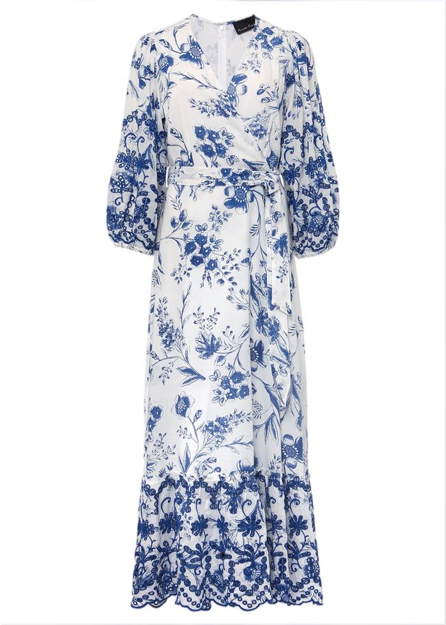  Abriella Floral Broderie Midi Dress Blue/White 221546081