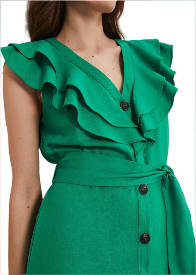  Jamilla Green Linen Midi Dress Green 221552693