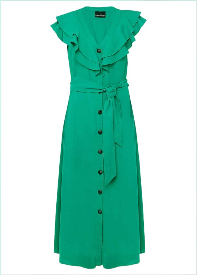  Jamilla Green Linen Midi Dress Green 221552693