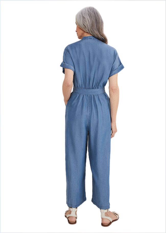  Lyla Blue Wide Leg Jumpsuit Chambray 221557027