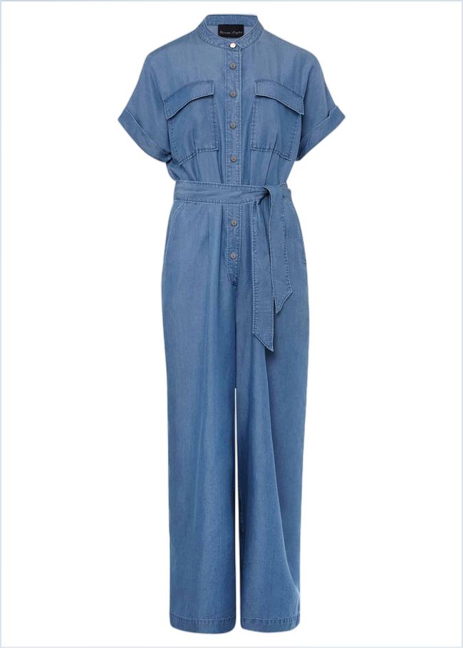  Lyla Blue Wide Leg Jumpsuit Chambray 221557027