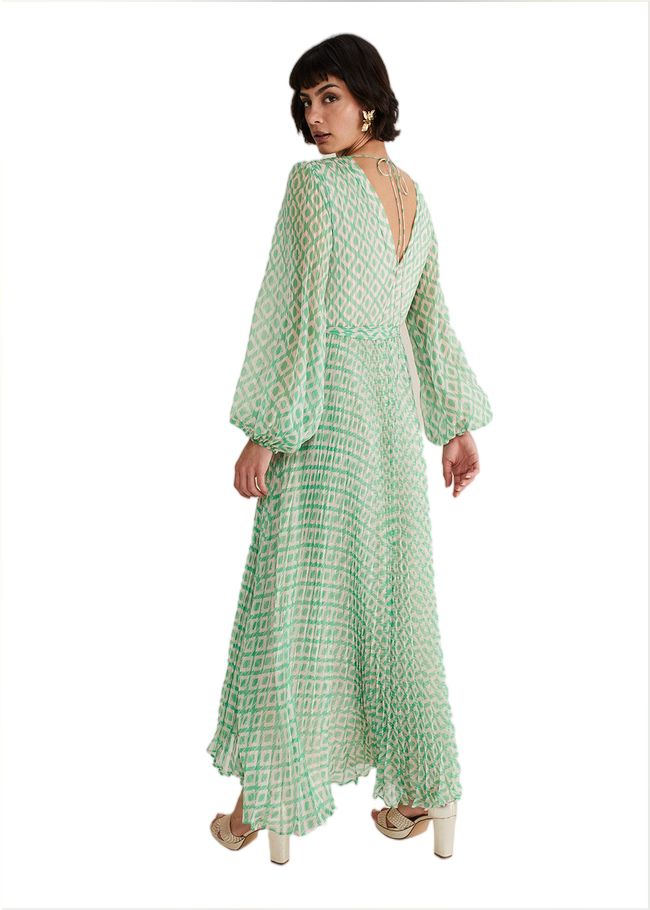  Roxanna Pleated Diamond Maxi Dress Powder Pink/Green 221558520