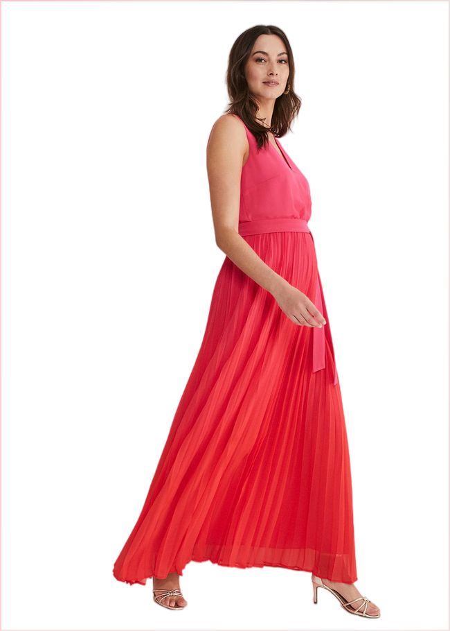  Piper Ombre Pleated Dress Red/Pink 221563794