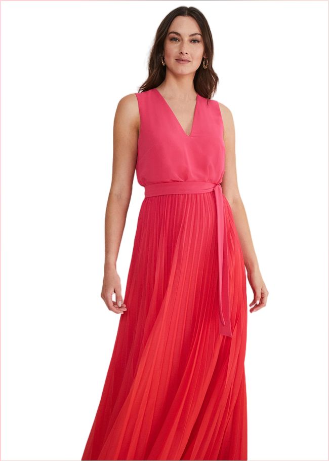  Piper Ombre Pleated Dress Red/Pink 221563794