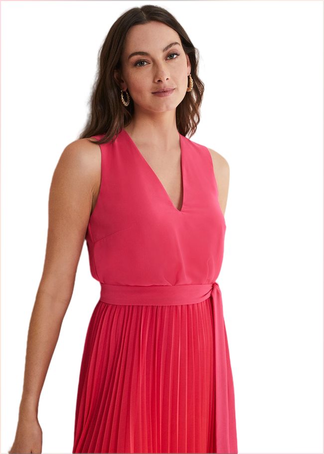  Piper Ombre Pleated Dress Red/Pink 221563794