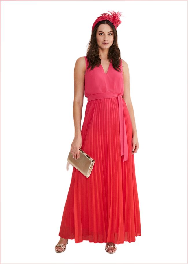  Piper Ombre Pleated Dress Red/Pink 221563794