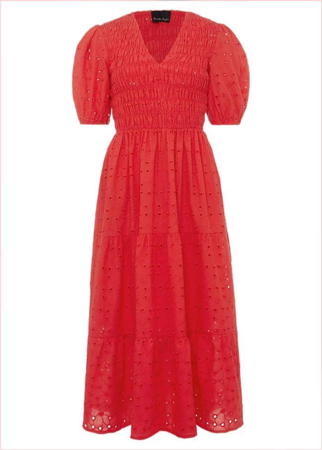  Gretta Broderie Midi Dress Pink 221568300