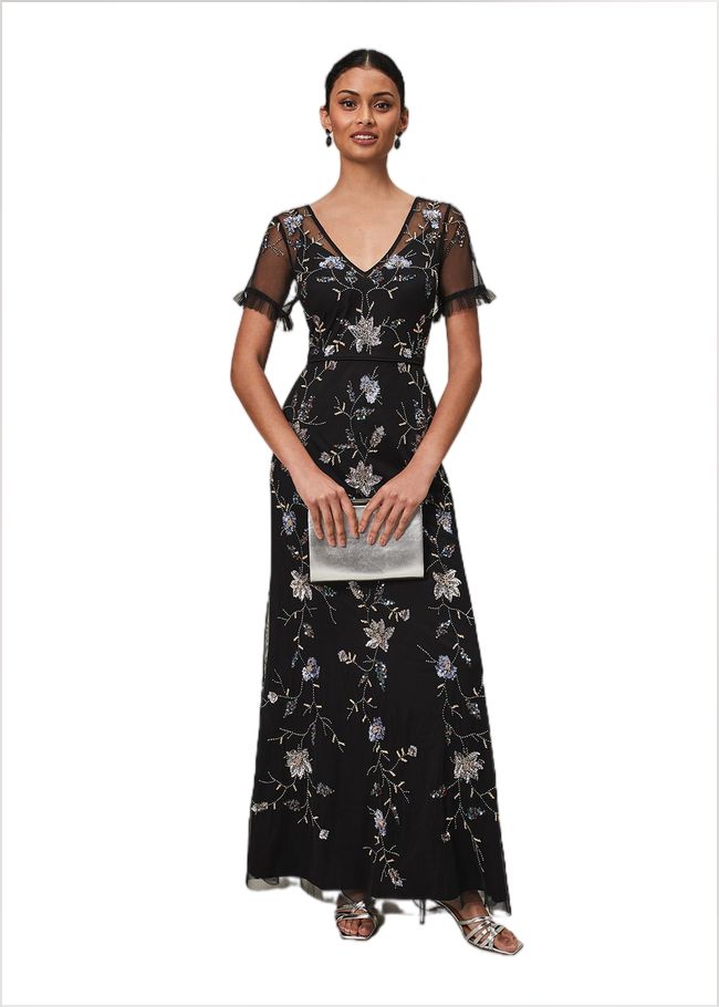  Sierra Sequin Floral Dress Black 221572050