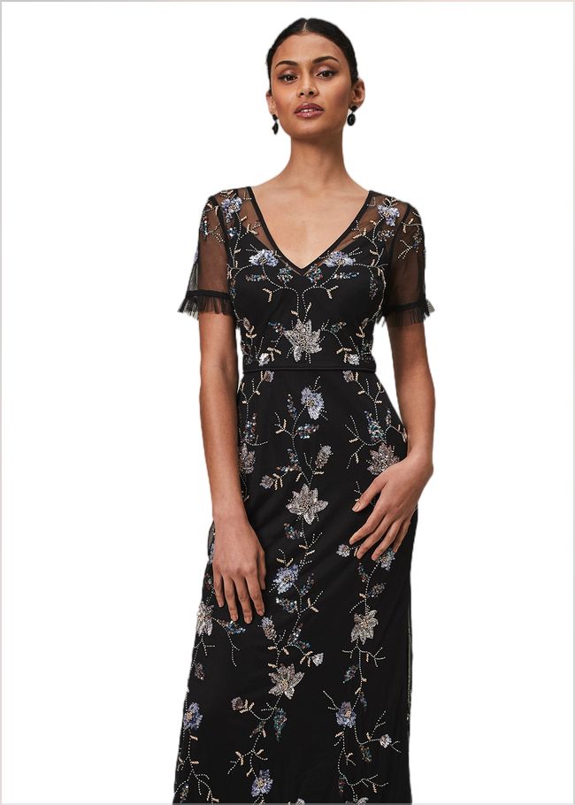  Sierra Sequin Floral Dress Black 221572050