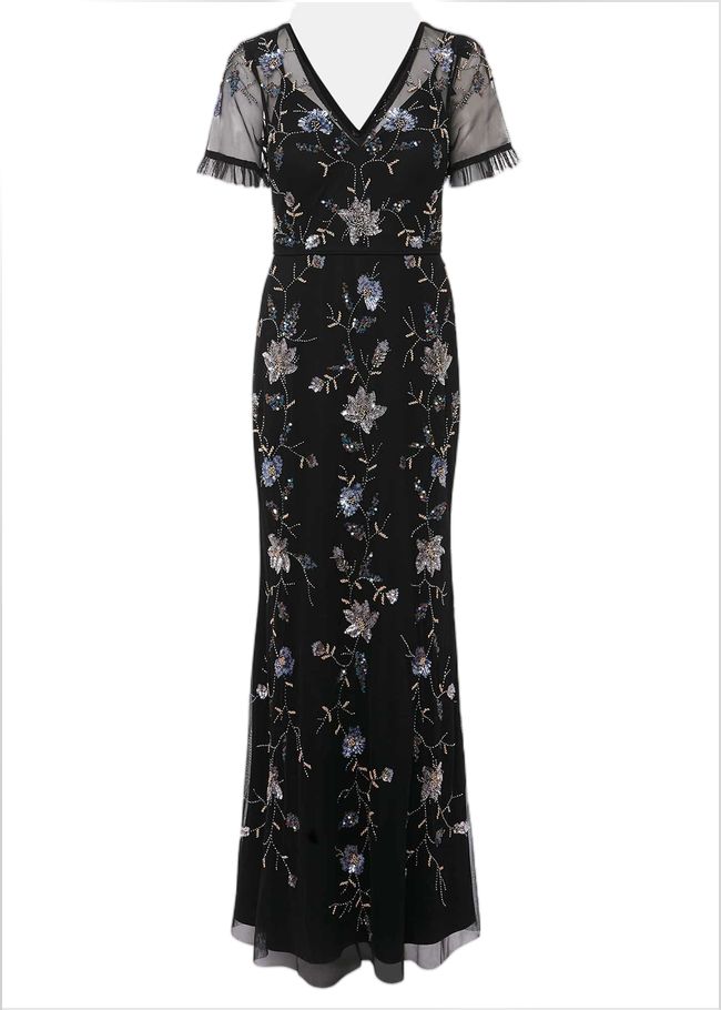  Sierra Sequin Floral Dress Black 221572050